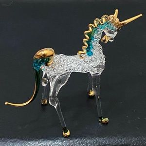Vintage Delicate Spun Glass Unicorn Collectible Art Glass Figurine